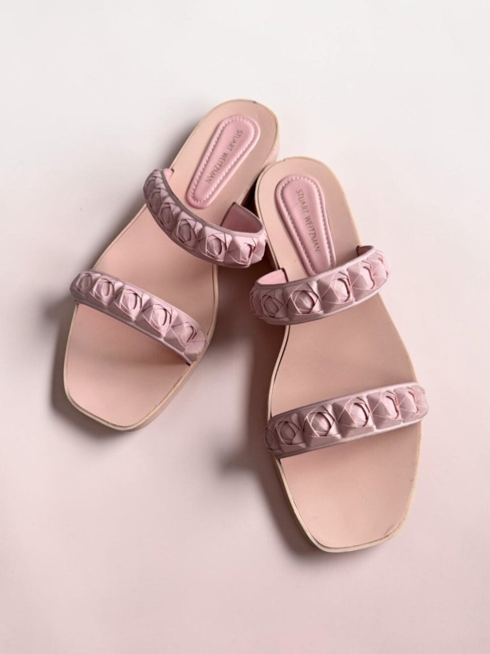 STUART WEITZMAN Pink Rosette Slide Sandals Size 9